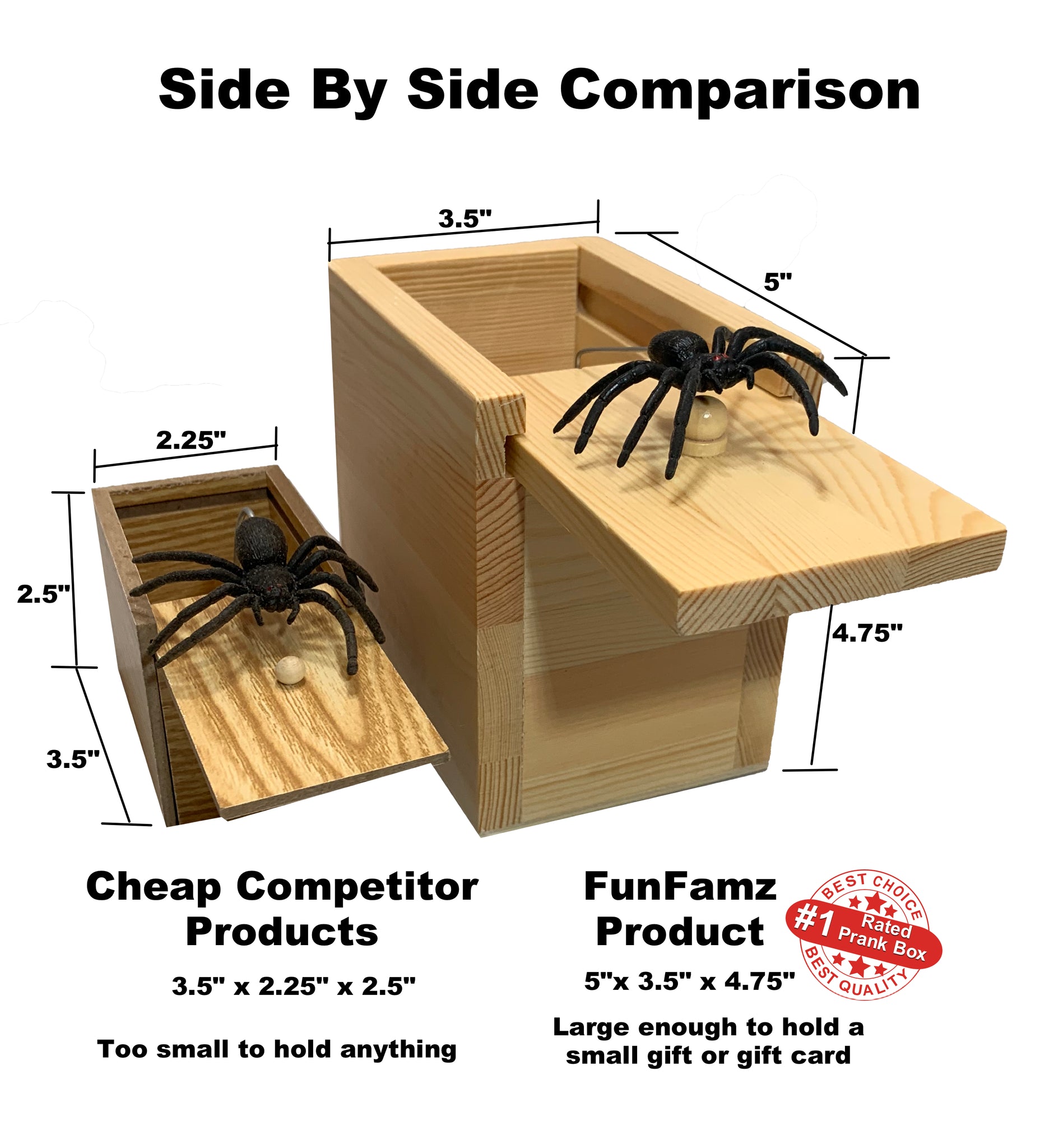  FunFamz The Original Spider Prank Box- Funny Wooden